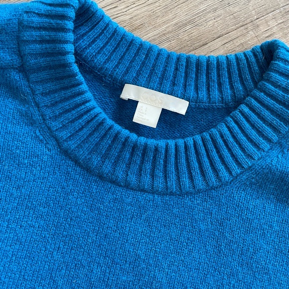 COS Bright Blue 100% Cashmere Oversized Pullover Sweater Turquoise Size Small S - Picture 8 of 8
